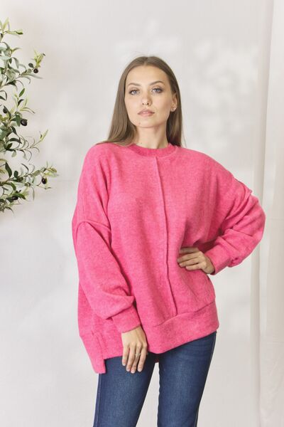 Zenana Full Size Center Seam Long Sleeve Sweatshirt’s